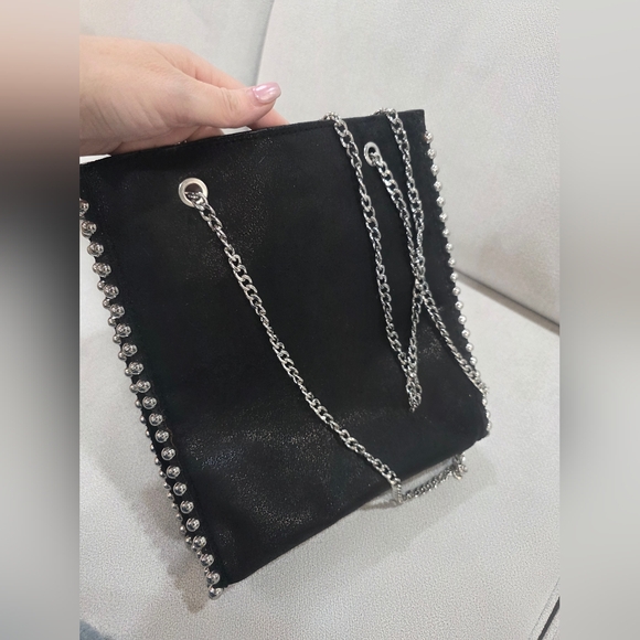 ZARA Black Studded Chain Tote Bag – Silver Hardware - Picture 8 of 16